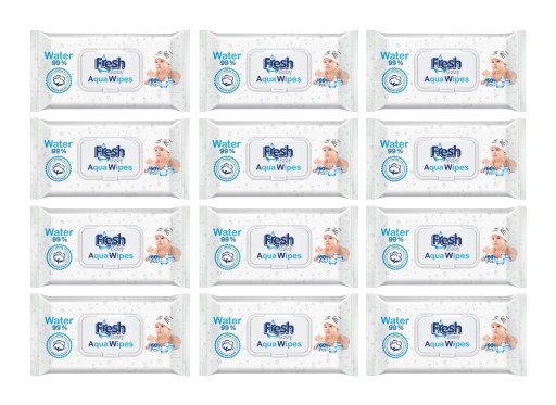 ORYGINALNE - Fresh Aqua Wipes - Chusteczki wodne nawilżane - 12x60 szt.