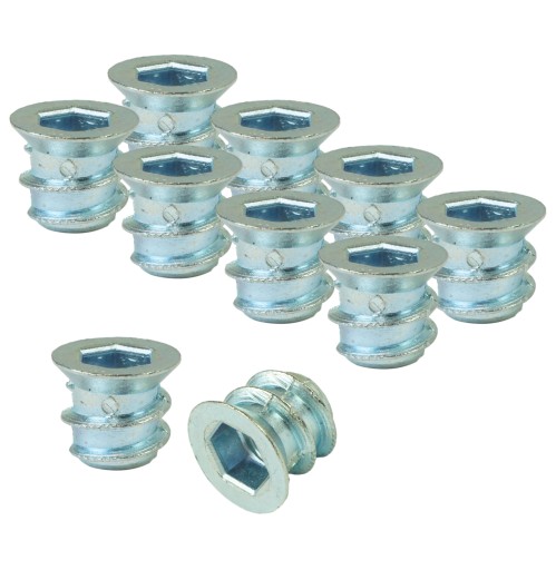 100x Mufa M6 x 10 mm dwugwintowa wkręt drewna wpustka meblowa