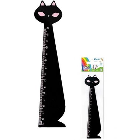 Linijka Fiorello Drewniana 15cm Kotek Czarny