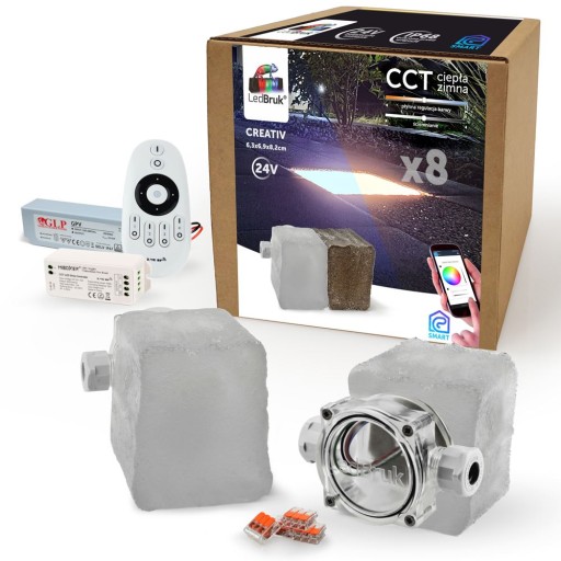 8x LedBruk Świecąca Kostka Brukowa LED Creativ CCT