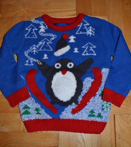 158_ ŚWIĄTECZNY SWETER śmieszny 2/3 lat-92/98 cm