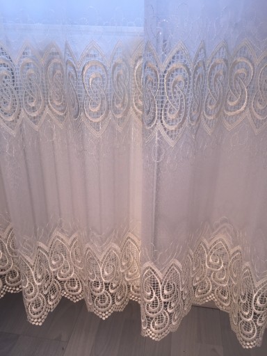 DŁUGA FIRANKA 250 x 180 ECRU Z GIPIURĄ OUTLET