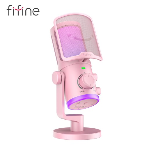 Mikrofon pojemnościowy studyjny FIFINE AM6P z TŁUMIENIEM SZUMÓW RGB
