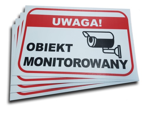 obiekt monitorowany - 30x20 cm GRUBA solidna NAKLEJKA