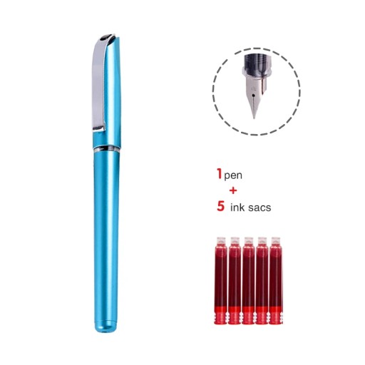 1 Pen 5 Ink Sacs Simple Color Pen Student Calligraphy Practice Pen