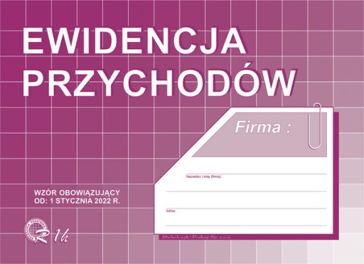 DRUK EWIDENCJA PRZYCHODÓW R1 A5 RYCZAŁT M i P