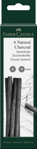 FABER-CASTELL Węgiel naturalny Pitt 6-11 mm 6 szt