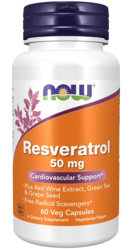 NOW Natural Resveratrol 50mg RESWERATROL SERCE 60k