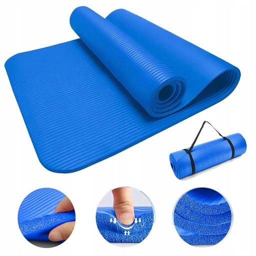 MATA DO ĆWICZEŃ JOGA FITNESS - STAR GRUBA NIEBIESKA GIMNASTYCZNA 183x61x1,0