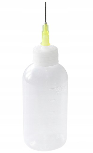 BUTELKA DOZOWNICZA PLASTIKOWA NA PŁYNY CHEMIĘ HDPE 50ml + IGŁA DOZOWNICZA