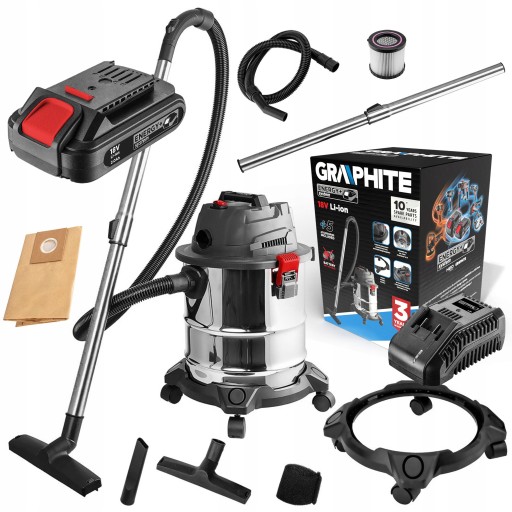 GRAPHITE ODKURZACZ WARSZTATOWY MOKRO 20L 18V +2Ah