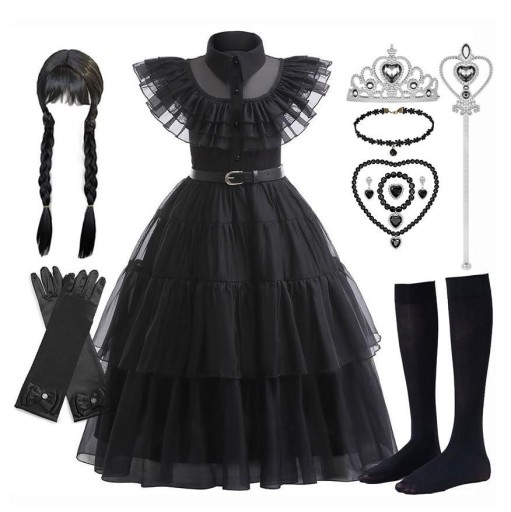 STRÓJ WEDNESDAY ADDAMS KOSTIUM SUKNIA PER