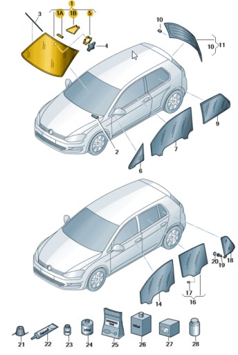 SZYBA CZOŁOWA (WARSTWOWA) VW GOLF VII OE