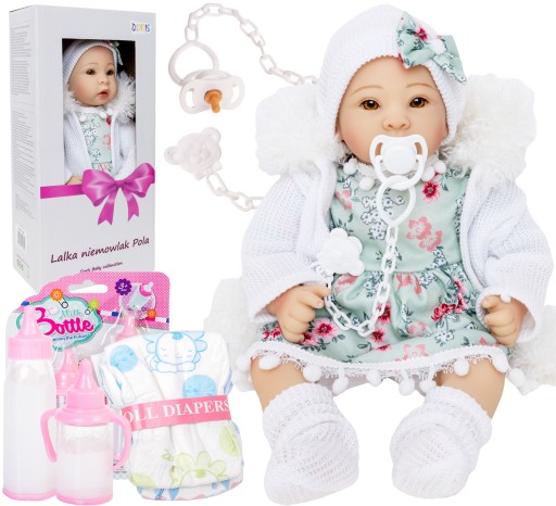 Pachnąca LALKA BOBAS NIEMOWLAK Mówi Śpiewa Zestaw Butelki Pampers Smoczek
