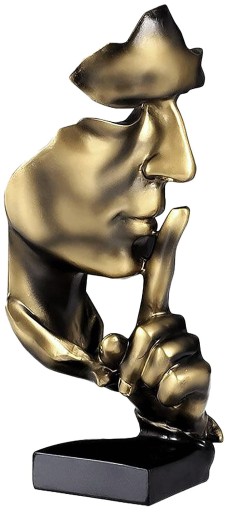 FIGURKA STATUETKA RZEŹBA ZŁOTA TWARZ MILCZENIE JEST ZŁOTEM CISZA DEKORACJA