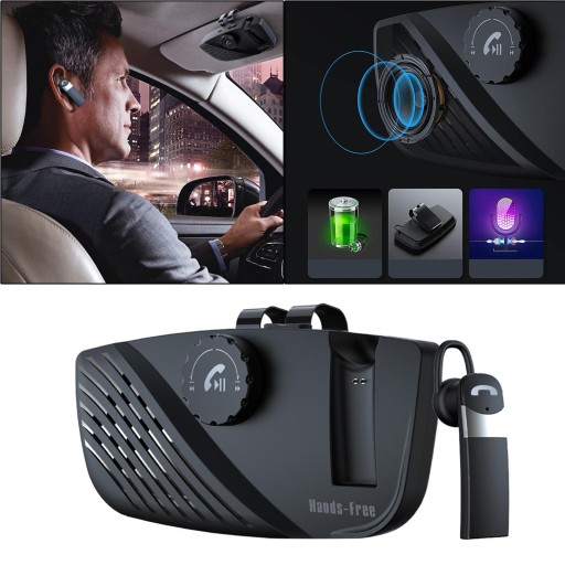 SP16 Car Bluetooth Speakerphone, Motion Auto On with Visor Clip Back Clip