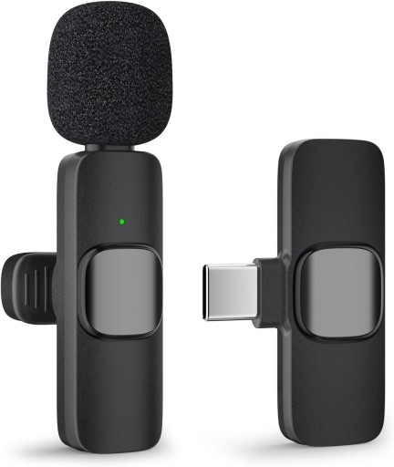 Mały bezprzewodowy mikrofon krawatowy USB C