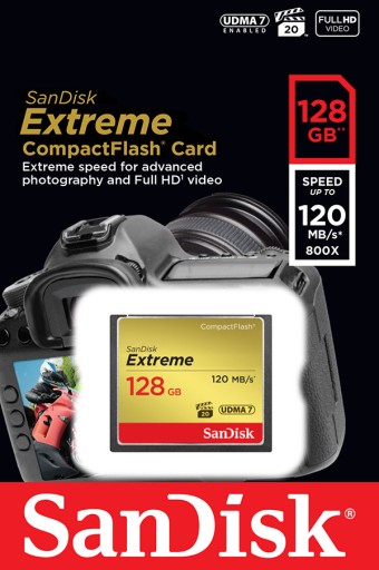 SANDISK 128 GB Compact Flash EXTREME CF 120/85MB/s
