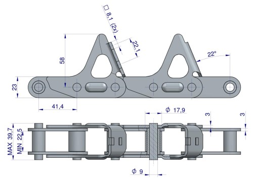 Łańcuch do kukurydzy 55VDF1 x 54A CNH WARYŃSKI