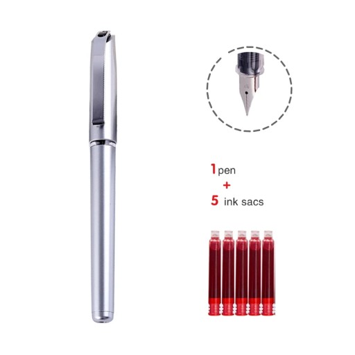 1 Pen 5 Ink Sacs Simple Color Pen Student Calligraphy Practice Pen