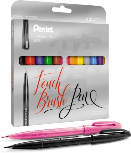 ZESTAW 12 PISAKÓW do kaligrafii Touch Brush Pen PENTEL