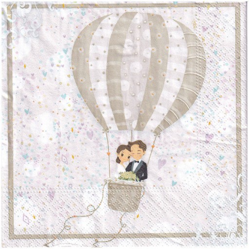 SERWETKA do decoupage 33x33 Para Młoda w balonie