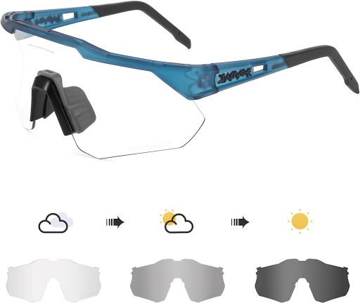 FOTOCHROMATYCZNE OKULARY ROWEROWE SPORTOWE OKULARY PRZECIWSŁONECZNE