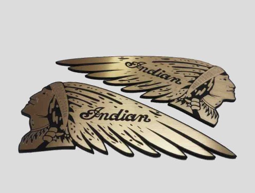 INDIAN naklejka emblemat 85 x 35 mm x 2szt *ZŁOTA