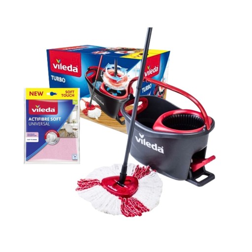 Zestaw Mop obrotowy VILEDA Easy Wring & Clean TURBO oraz Actifibre Soft