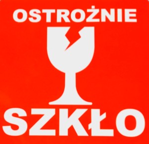ETYKIETY Naklejki OSTROŻNIE SZKŁO 1000 szt PL