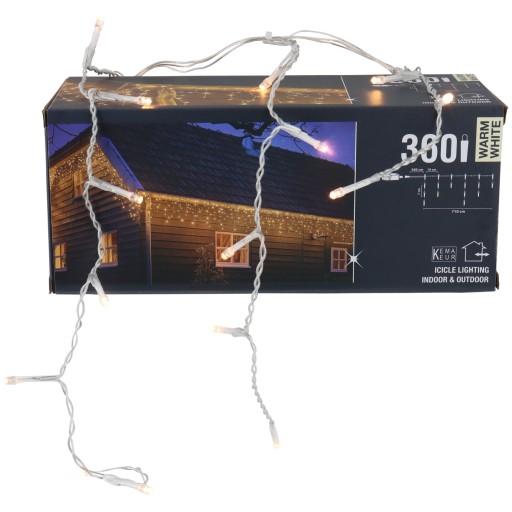 LAMPKI ŚWIĄTECZNE 360 LED ZEWNĘTRZNE KURTYNA SOPLE