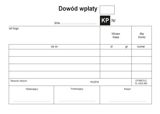 KP dowód wpłaty (A6) + DANE LOGO