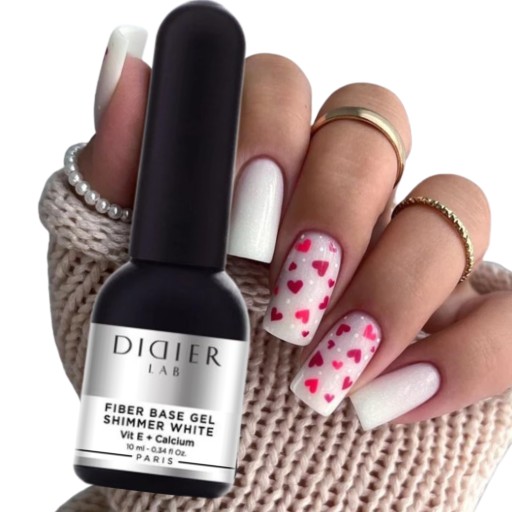 Didier Lab FIBER BASE GEL Baza WITAMINOWA do paznokci SHIMMER WHITE biała