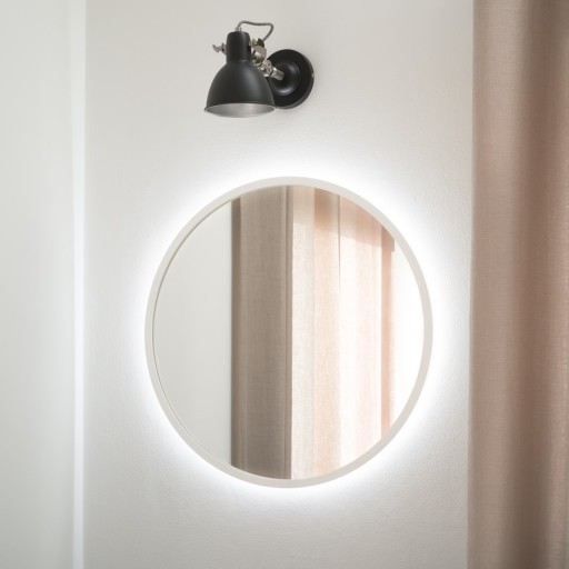 LUSTRO OKRĄGŁE W BIAŁEJ RAMIE 80 cm, LED JAKOŚĆ!