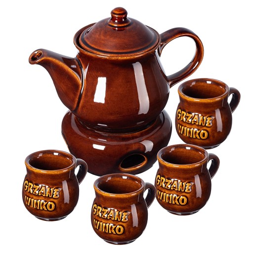 KUBKI DO GRZAŃCA GRZANEGO WINA 4x250ml ZESTAW CZAJNIK Z PODGRZEWACZEM