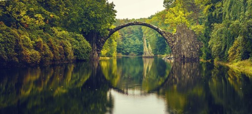 FOTOTAPETA 3d widoki rzeka most las drzewa
