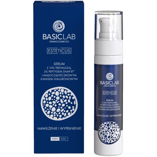 BASICLAB SERUM Z 10% TREHALOZĄ 5% PEPTYDEM SNAP-8 KWASEM HIALURONOWYM 50ML
