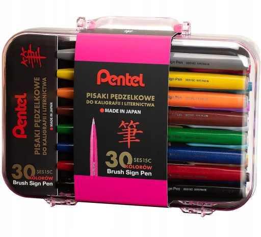 Zestaw pisaków BRUSH SIGN PEN do kaligrafii 30 sztuk PENTEL