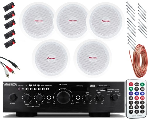 NAGŁOŚNIENIE SUFITOWE PIONEER MP3 USB BLUETOOTH