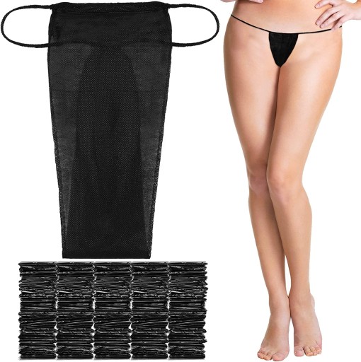100 sztuk STRINGI jednorazowe czarne damskie SPA