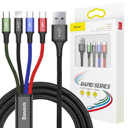 BASEUS PRZEWÓD 4W1 2X USB TYPU C LIGHTNING MICRO SZYBKIE ŁADOWANIE 1.2M