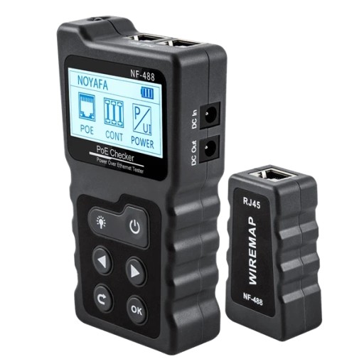 Zaawansowany Tester Kabli Sieciowych RJ-45 Noyafa NF-488 PoE Ekran LCD