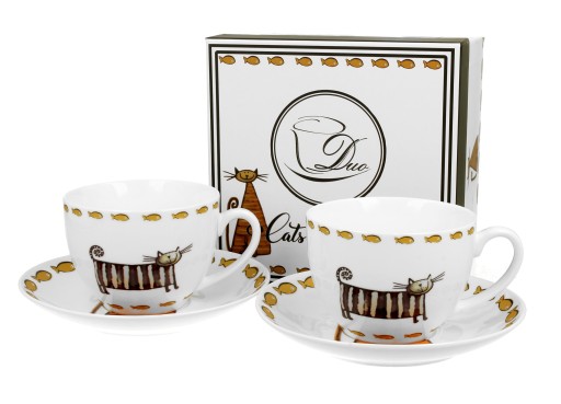 Filiżanki ze spodkami 280 ml kpl 2 szt CLASIC CATS