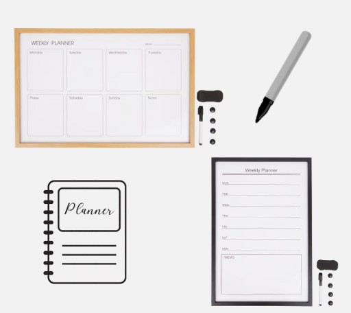 TABLICA MAGNETYCZNA PLANER TYGODNIOWY WEEKLY PLANNER+MAZAK GĄBKA I MAGNESY