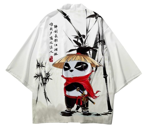 JAPOŃSKIE KIMONO HAORI SAMURAJ KANJI TAIJI RONIN ROUNIN PANDA YIN I YANG 3