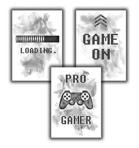 Zestaw plakatów game on loading pro gracz a4