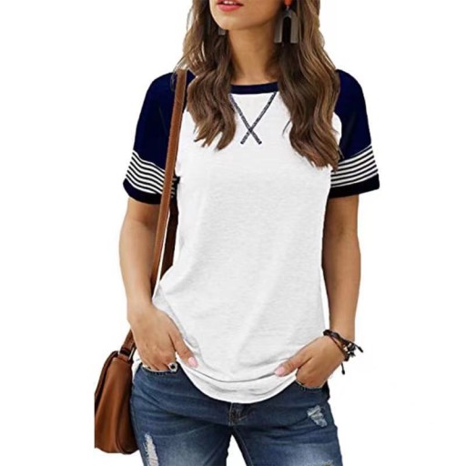 Casual Stitching Stopniowy krótki rękaw Damska kos