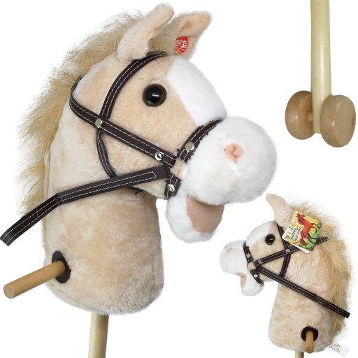 KOŃ NA PATYKU HOBBY HORSE konik na kiju PLUSZOWY głowa konia DŹWIĘK pluszak