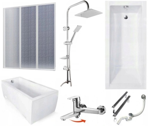 WANNA 120x70 OBUDOWA PARAWAN +deszczownica bateria