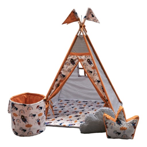 NAMIOT dla dzieci TIPI WIGWAM na prezent torba poduszki mata okienko ZESTAW